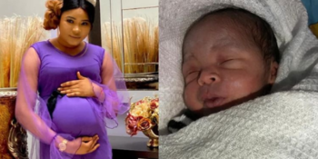 Alaafin of Oyo's wife, Damilola and her newborn baby