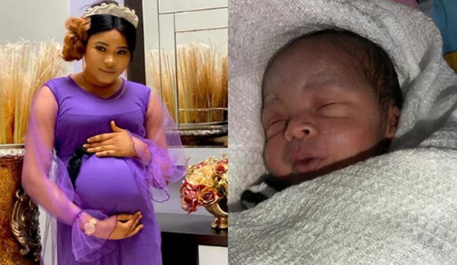 Alaafin of Oyo's wife, Damilola and her newborn baby