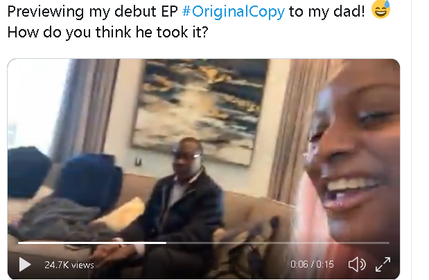 DJ Cuppy previewing her debut EP #OriginalCopy for her dad
