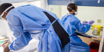 Health workers at the National Public Health Reference Laboratory in Nigeria