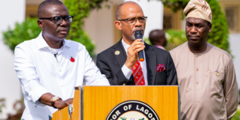 Commissioner for Health, Prof. Akin Abayomi with Lagos State Governor, Babajide Sanwo-Olu