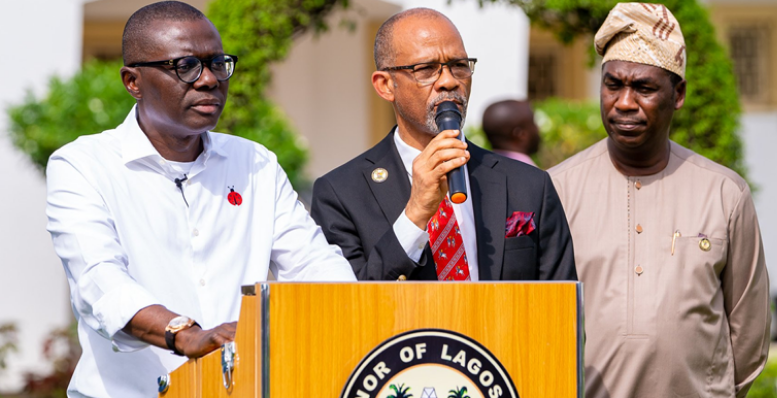 Commissioner for Health, Prof. Akin Abayomi with Lagos State Governor, Babajide Sanwo-Olu