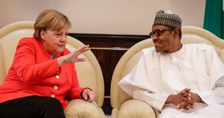 Angela Merkel with President Muhammadu Buhari