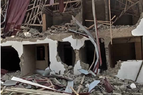 Demolished staff quarters of the Nigerian High Commission in Accra, the Ghanaian capital