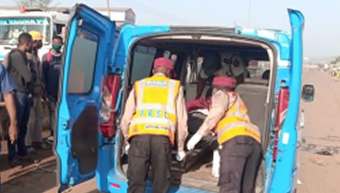 FRSC officials at the scene of a road accident in Anambra State