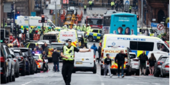 Police and paramedics rushed to central Glasgow after six were injured in a horror stabbing