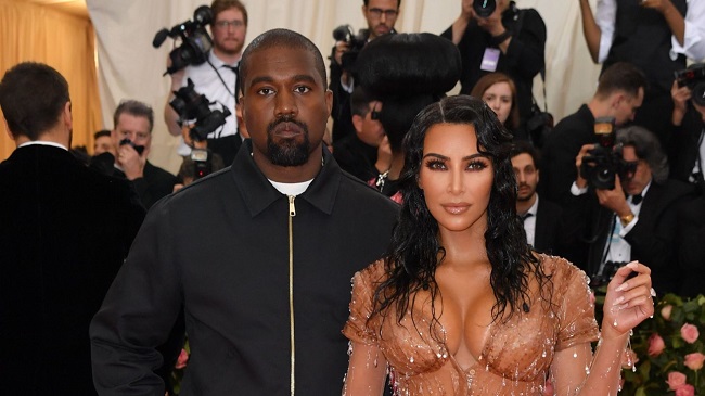 Kanye West with his wife, Kim Kardashian West