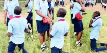 SS3 student delighted as her boyfriend proposes to her after their WAEC exams