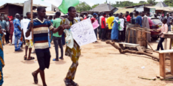 #EndSARS protesters along Idiroko border in Ogun State