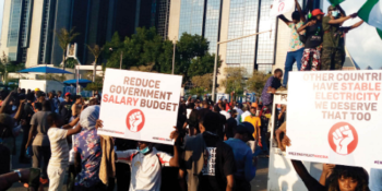 #ENDSARS protesters in front of Central Bank of Nigeria’s headquarters in Abuja on Sunday, October 18th, 2020
