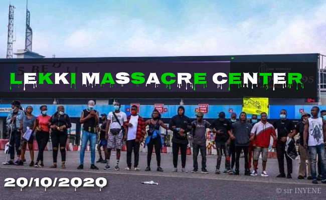Massacre of peaceful #EndSARS protesters at Lekki tollgate on Tuesday, October 20, 2020