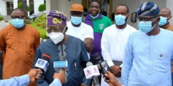 Former Lagos State governor, Bola Tinubu, and Governor Babajide Sanwo-Olu