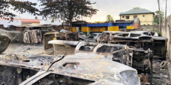 One of the burnt police stations in Lagos during the #EndSARS protests