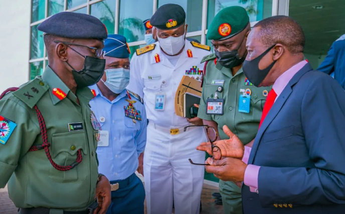 National Security Adviser (NSA) Babagana Monguno with service chiefs