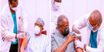 President Muhammadu Buhari and Vice President Yemi Osinbajo openly receiving their COVID-19 vaccination jabs