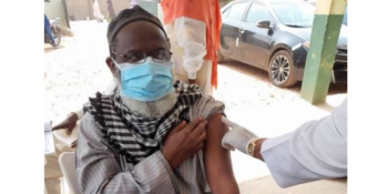 Controversial Islamic cleric, Sheikh Ahmad Gumi receiving COVID-19 AstraZeneca vaccine.