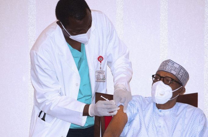 President Muhammadu Buhari on Saturday, May 29th, 2021 received the second round of vaccine against the Covid-19 pandemic.