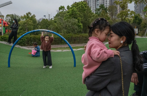 At a playground in Fujian, China. The government’s efforts to boost the birthrate have been largely unsuccessful.