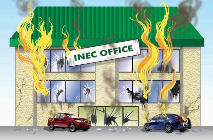 Independent National Electoral Commission (INEC) office set ablaze