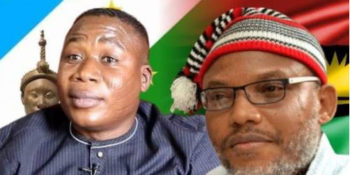 Yoruba Nation activist, Sunday Adeyemo (Sunday Igboho) and Nnamdi Kanu, the leader of the Indigenous People of Biafra (IPOB)