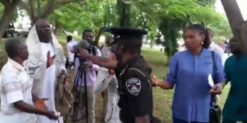 A police officer has threatened to shoot at a suspected member of the Indigenous People of Biafra (IPOB) at the Federal High Court, Abuja., during Nnamdi Kanu's trial