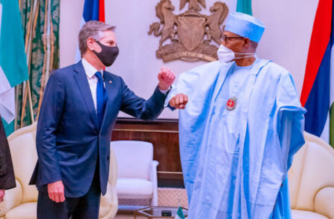 President Muhammadu Buhari with United States Secretary of State, Antony Blinken,in Abuja