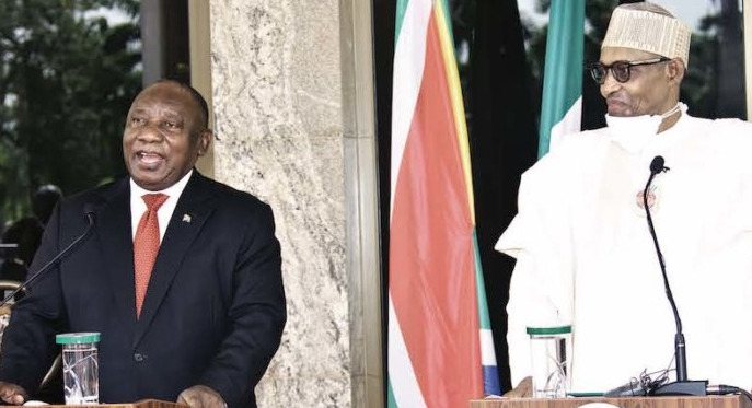 South African President Cyril Ramaphosa and President Muhammadu Buhari