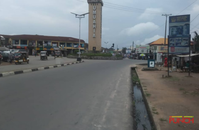 Deserted street of Abia State over IPOB sit-at-home-order